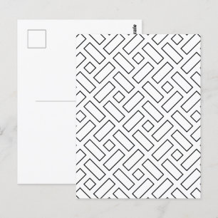 Black and White Linear Block Pattern - White Postcard