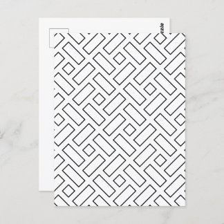 Black and White Linear Block Pattern - White Postcard