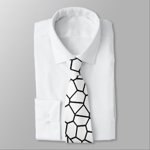 Black and White Linear Geometric Neck Tie