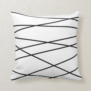 Black and White Linear Geometric Throw Pillow