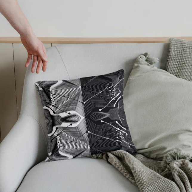 Black and White lines abstract design  Throw Pillow (Creator Uploaded)