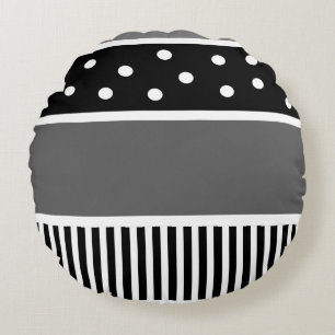 Black and White Lines and Dots Throw Pillow