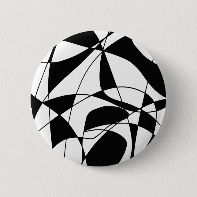 Black and White lines, block colour print pattern 2 Inch Round Button (Front)