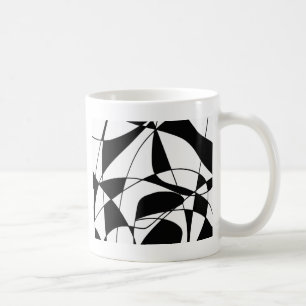 Black and White lines, block colour print pattern Coffee Mug