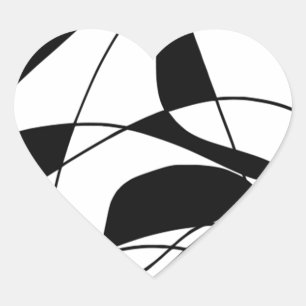Black and White lines, block colour print pattern Heart Sticker