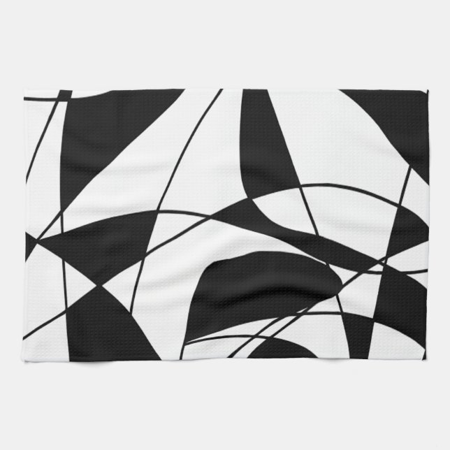 Black and White lines, block colour print pattern Kitchen Towel (Horizontal)