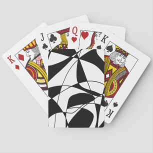 Black and White lines, block colour print pattern Playing Cards