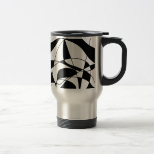 Black and White lines, block colour print pattern Travel Mug