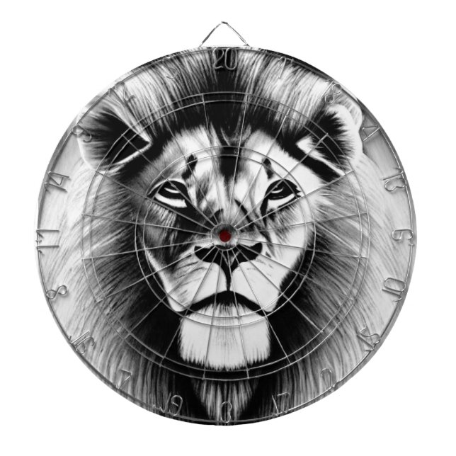 Black and white lion darts dartboard (Front)