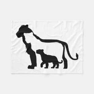 Black and White Lions Fleece Blanket