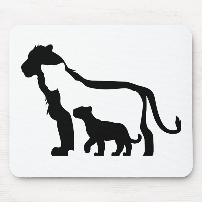 Black and White Lions Mouse Pad (Front)
