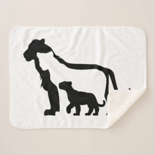 Black and White Lions Sherpa Blanket
