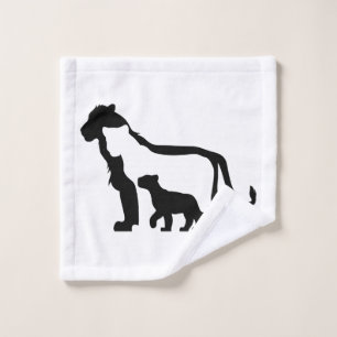 Black and White Lions Wash Cloth