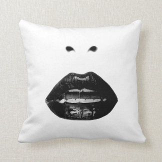 Black and White Lips Throw Pillow