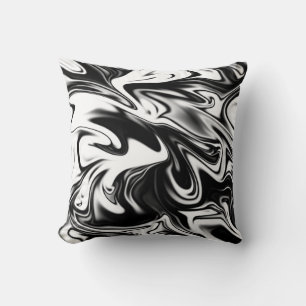 Black And White Liquefied Marble, Throw Cushion. Pillow