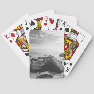 Black and White Little Corona Del Mar Beach Playing Cards