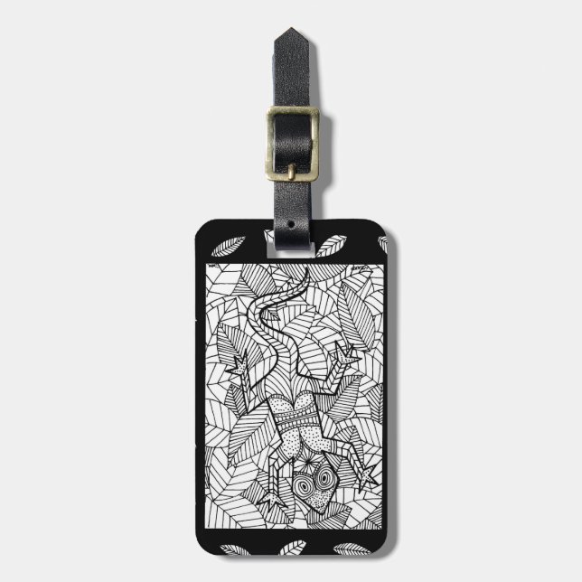 Black and White Lizard Bag Tag (Front Vertical)