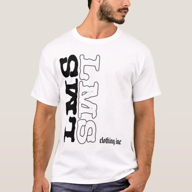 black and white lms vertical, clothing inc T-Shirt (Front)