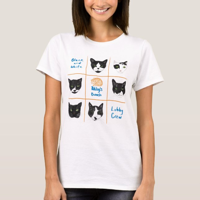 Black and white lobby crew t-shirt (Front)