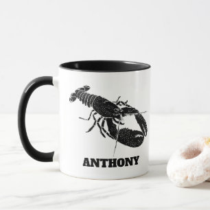 Black and White Lobster Personalized Mug
