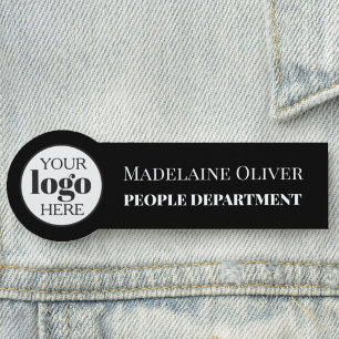 Black and White Logo Employee Human Resources Name Tag