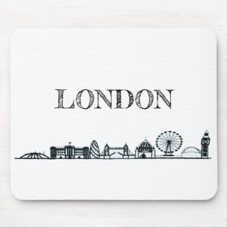 Black and White London Skyline Mouse Pad