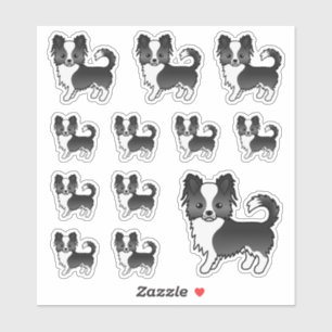 Black And White Long Coat Chihuahua Cartoon Dogs