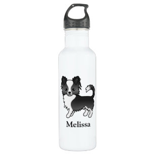 Black And White Long Coat Chihuahua Dog & Name 710 Ml Water Bottle