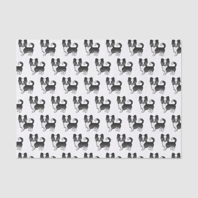 Black And White Long Coat Chihuahua Dog Pattern Tissue Paper (Front)