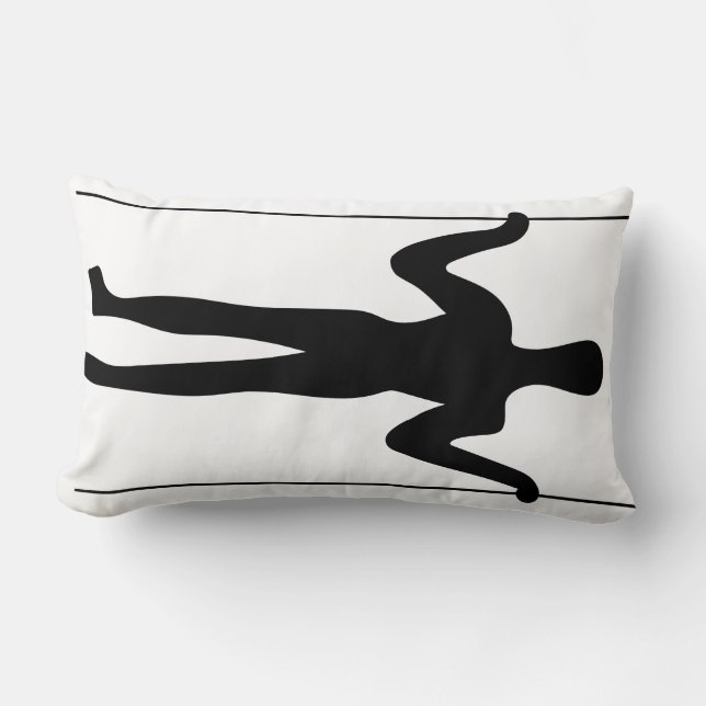 Black and White Long Man Geoglyph Ancient Art Lumbar Pillow (Front)