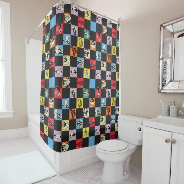 Black and White LOONEY TUNES™ in Colourful Chequer (In Situ)