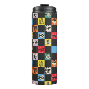 Black and White LOONEY TUNES™ in Colourful Chequer Thermal Tumbler