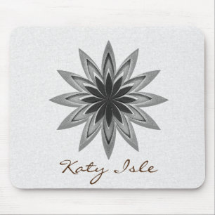 Black and White Lotus Flower  Paint Customize Mouse Pad