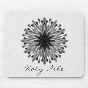Black and White Lotus Flower  Paint Customize Mouse Pad