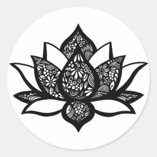 Black and White Lotus Flower Sticker