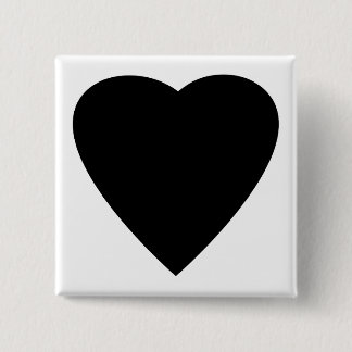Black and White Love Heart Design. 2 Inch Square Button