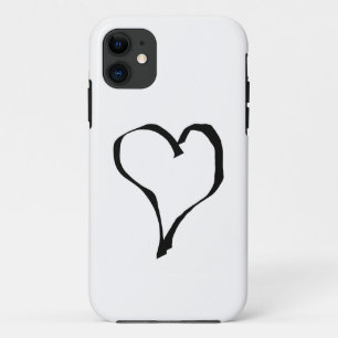 Black and White Love Heart Design. iPhone 11 Case