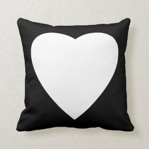 Black and White Love Heart Design. Throw Pillow