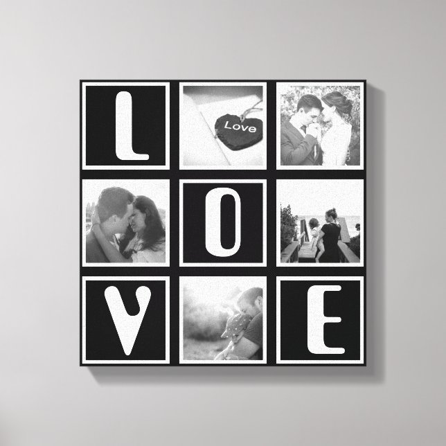Black and white love photo collage canvas print (Front)