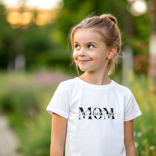 Black and White Love You Mom Print Baby T-Shirt