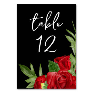 Black and White Lovely Red Table Number