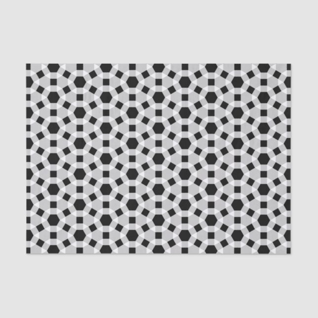 Black and white lozenge seamless geometric pattern tissue paper (Front)