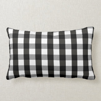 Black and White Lumberjack Plaid Lumbar Pillow