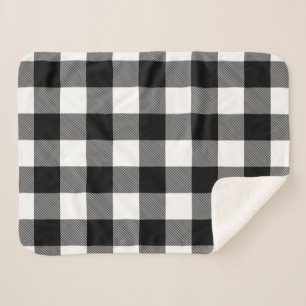 black and white lumberjack plaid sherpa blanket