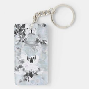 Black and white luxurious abstract modern art keychain