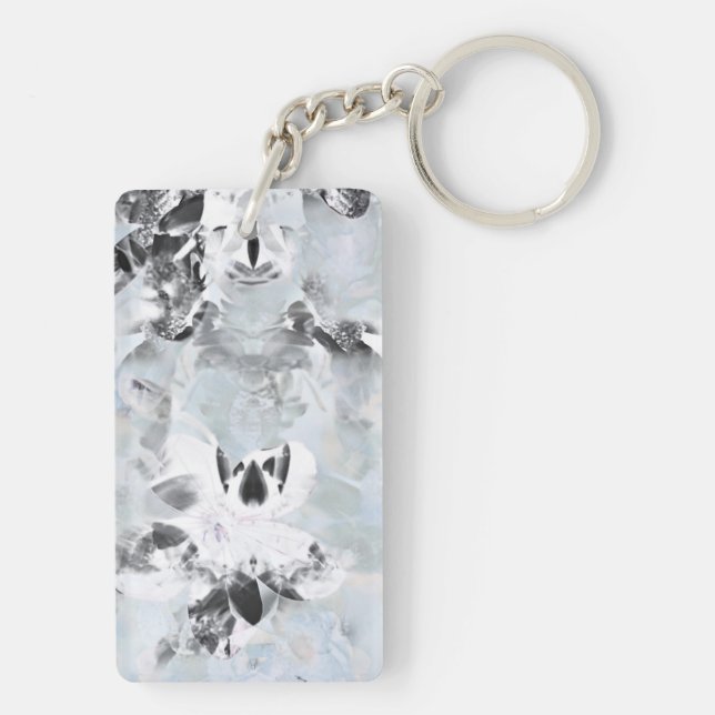 Black and white luxurious abstract modern art keychain (Back)