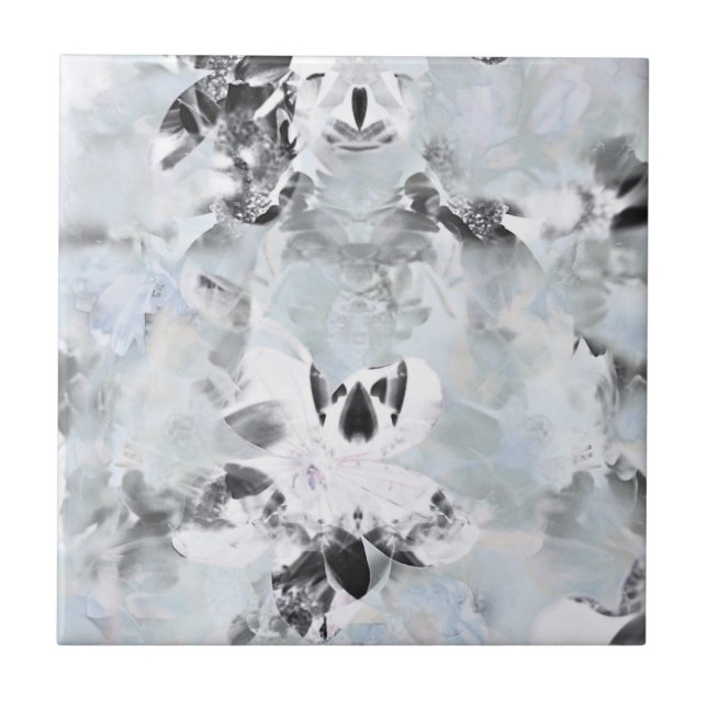 Black and white luxurious abstract modern art tile (Front)