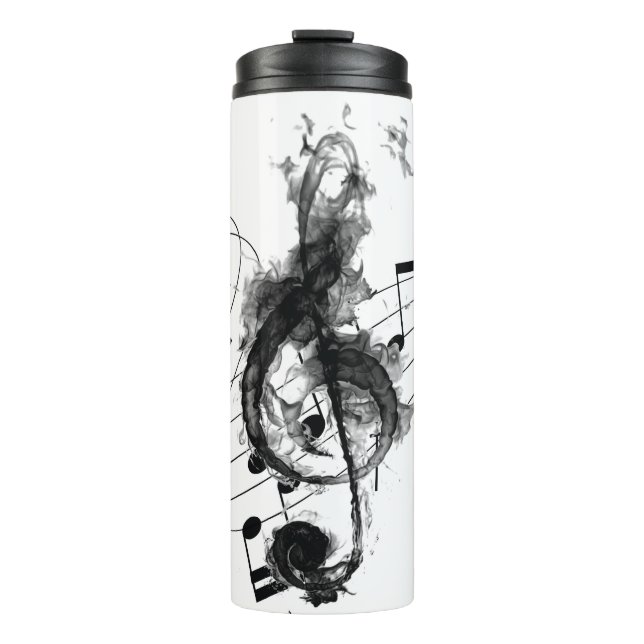 Black and White Luxury Music Note Thermal Tumbler (Front)