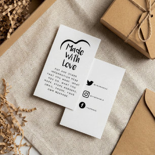 Black and white made with love heart Silhouette Enclosure Card