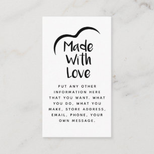 Black and white made with love heart Silhouette Enclosure Card